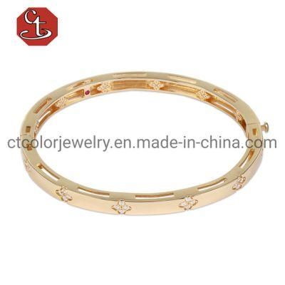 Fashion 925 Sterling Silver 18K Gold Plated Jewelry Bangle Bracelet for Women
