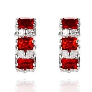 Excellent Quality 925 Sterling Silver Garnet Hoop Earring Jewelry