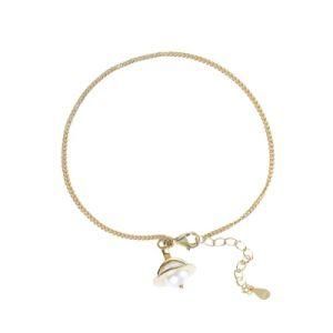 Elegant Minimalist 925 Sterling Silver Shell Pearl Chain Pendant Bracelet for Women Anniversary Gift
