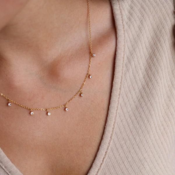 18K Gold Plated Stainless Steel Jewelry Charm Necklace Wholesale Jewelry
