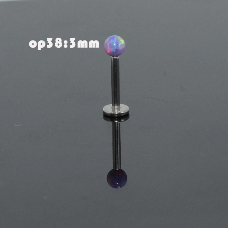 G23 Titanium Labret Body Piercing Jewelry Internally Threaded-16g/with 3/4/5mm Opal Ball