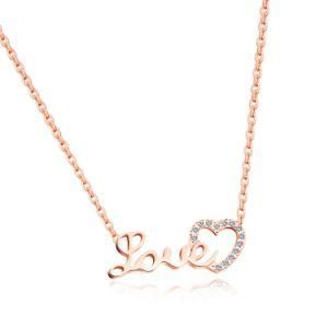 Women Jewelry Valentine&prime;s Day Best Gift I Love You Heart Shaped Pendants Love Letter Necklaces