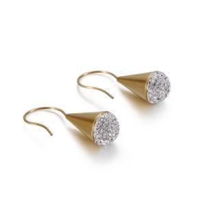 Microphone Cone-Shaped Diamond Earrings Gold-Plated Stainless Steel Drop