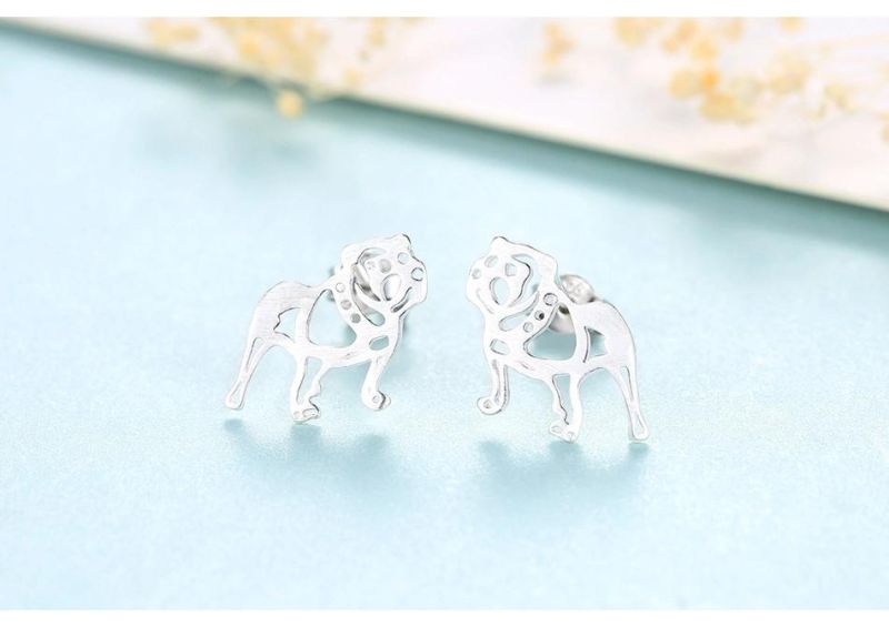 Tiger and Lion Design Hollow out Ear Stud