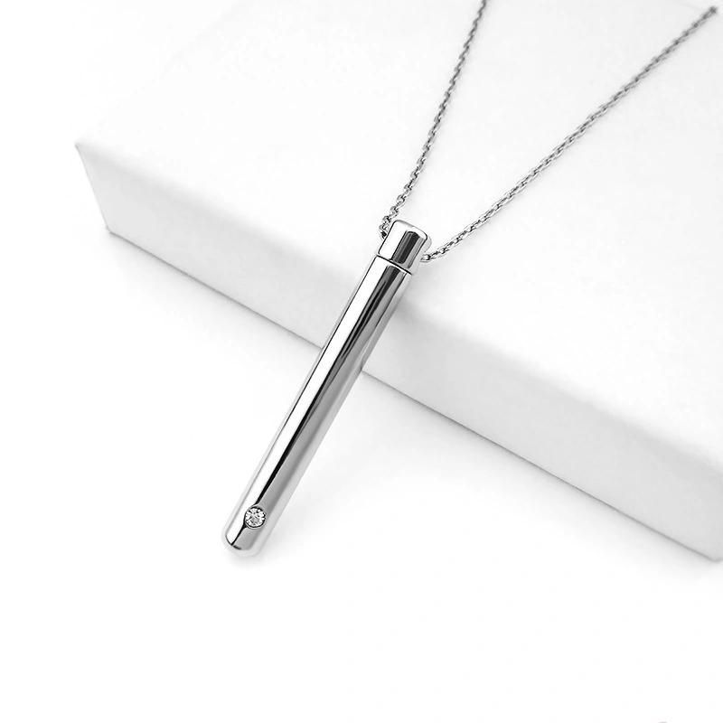 New Arrival Wholesale Empty 316L Stainless Steel Cremation Urn Pendant Crystal Perfume Bottles Necklace 2022 Fashion Jewelry