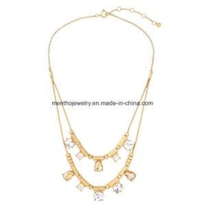 New Popular Simple Multilayer Alloy Inlaid Diamond Women Necklace Water Drop Design Pendant Jewelry