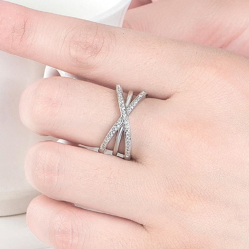 Silver Geometric Lines Interwoven Jewelry Winding Promise Wholesaler Ring
