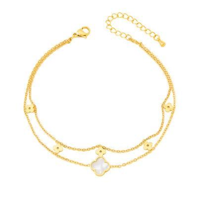 Manufacturer Customized Fashion Exquisite Gold Anklet Waterproof Top Stainless Steel Clover Fancy Anklet Wholesale Replica Jewelry