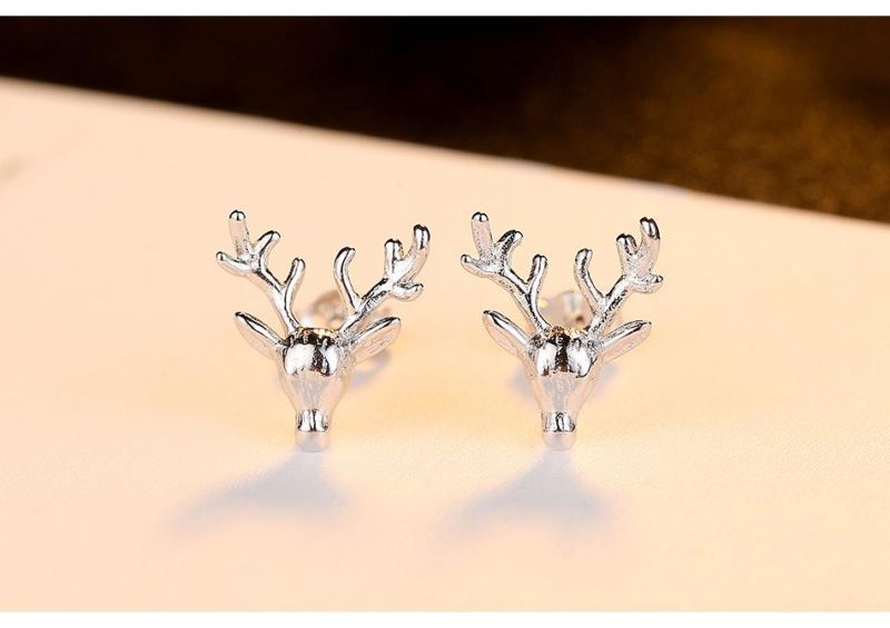 New Arrival 925 Silver Jewelry Christmas Deer Ear Stud