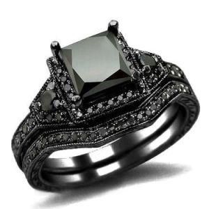 Hot Selling Black Gold Plating 925 Sterling Silver Engagement Ring