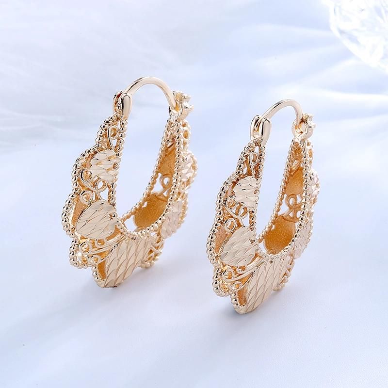 Wholesale Copper Jewelry Diamond Oro Laminado Women Fashion Hoop Earring