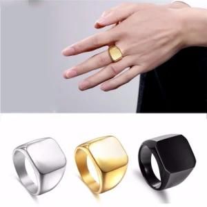 24K Titanium Steel Man Finger Silver Black Gold Men Ring