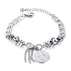 Fashion Catholicism Cross &#160; Stainless Steel Round Pendant Women and Men Bracelet&#160;