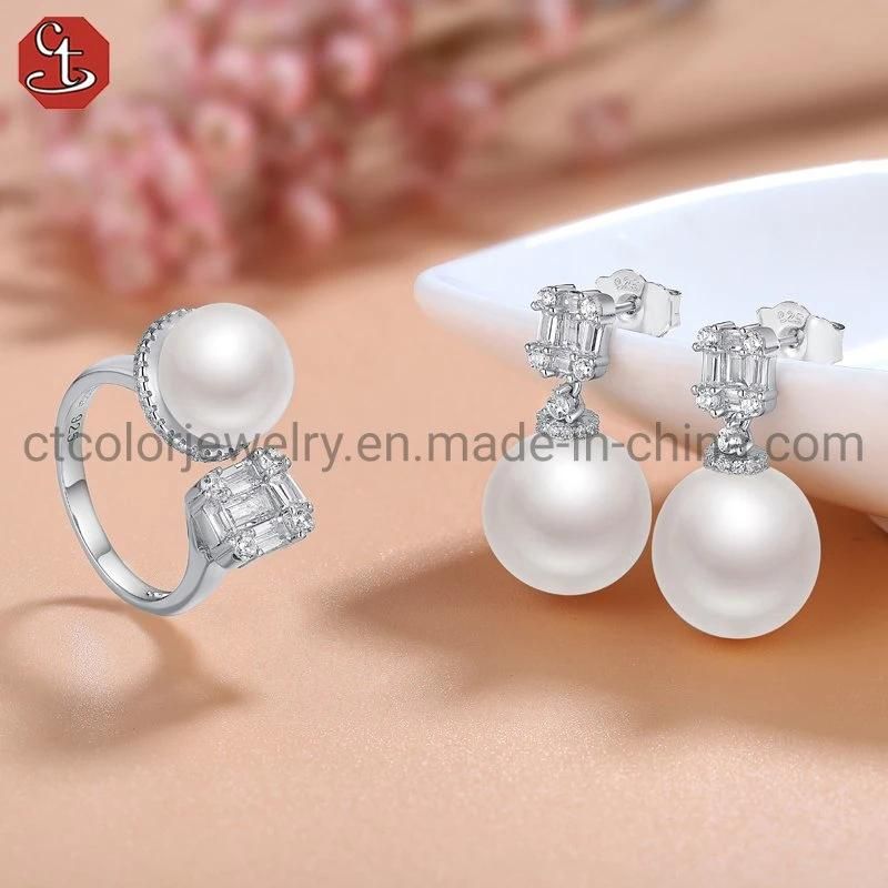 Factory Wholesale Trendy Jewelry 925 silver pearl Ring for girl