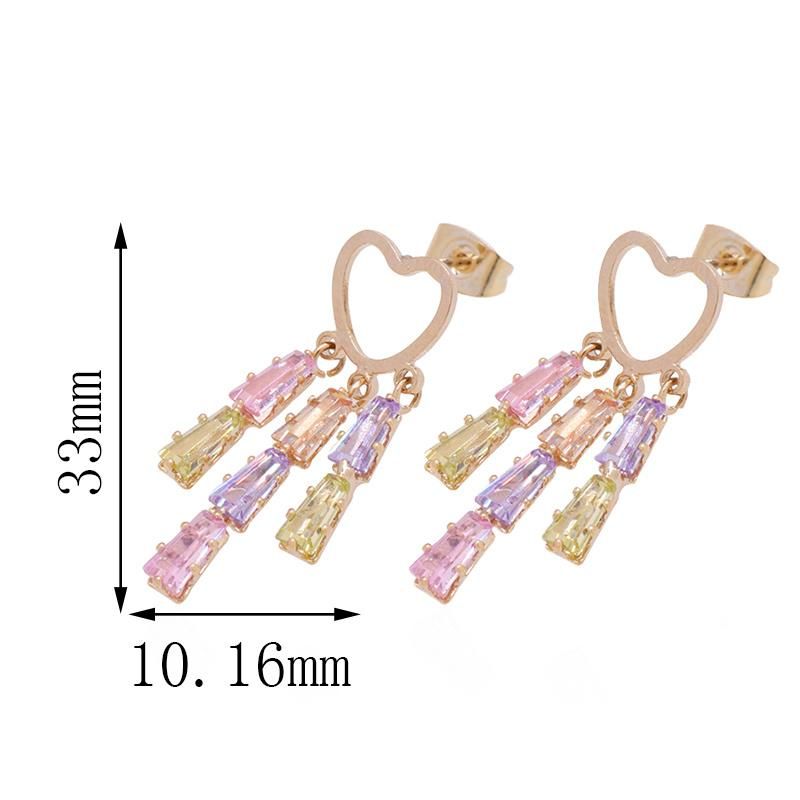 Fashion Ladies Tassel Earrings Colorful Gemstone Earrings