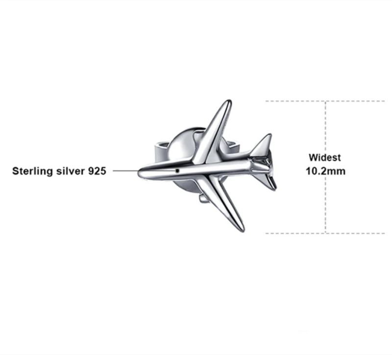 925 Sterling Silver Earrings Asymmetric Airplane Thread Earrings Stud Plain Jewelry Wholesale