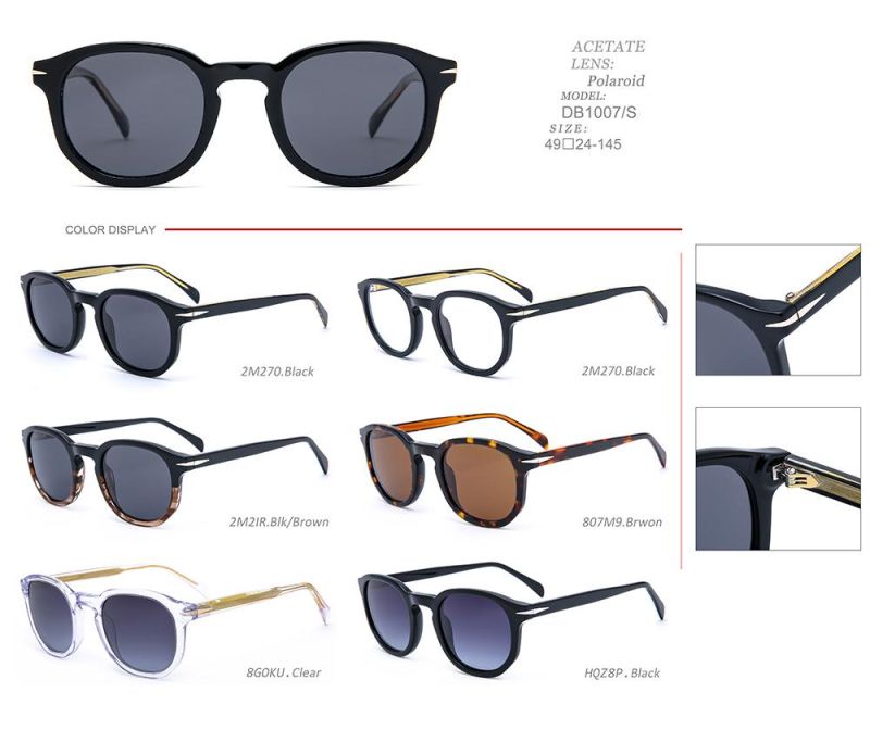Unique Design Unisex Wholesale Round Shape Acetate Hinge Thick Ideal Fashion Sunglasses
