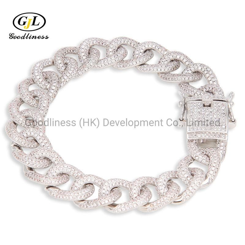 New Zircon Cuban Handchain Simple Men Gold Plated Diamond Bracelet