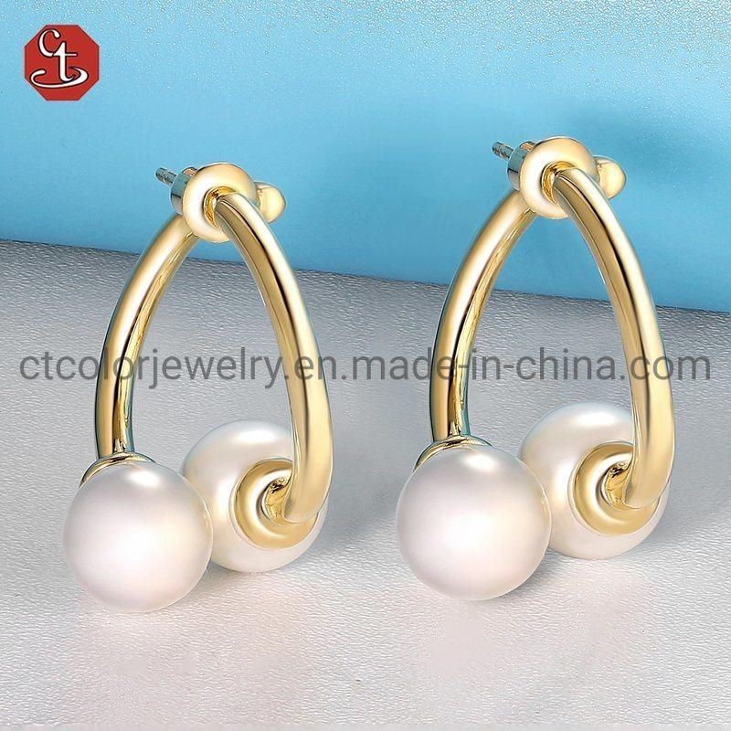 925 Sterling Silver Elegant 18K Gold Rhodium Plated Freshwater Pearl Stud Earrings for Women