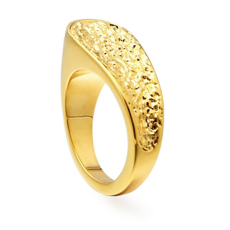 Top Sales Punk Simple Crack Texture Rings for Women Gold Color Charm Thick Ring Fashion Jewelry Romantic Gift