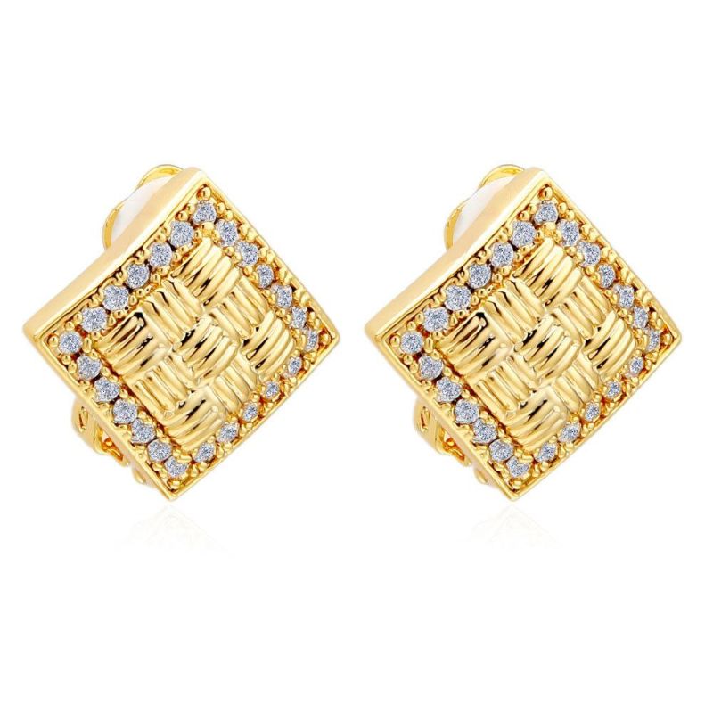 Double Sided Square Cubes Stud Earrings Gold Color Stainless Steel for Women Jewelry Best Present Brincos