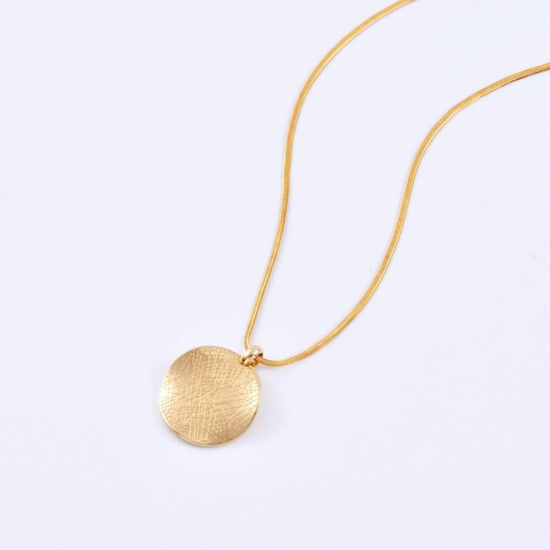 New Fashion Round Coin Pendant Necklace Gold Plated 316 Stainless Steel Necklaces for Lady Men