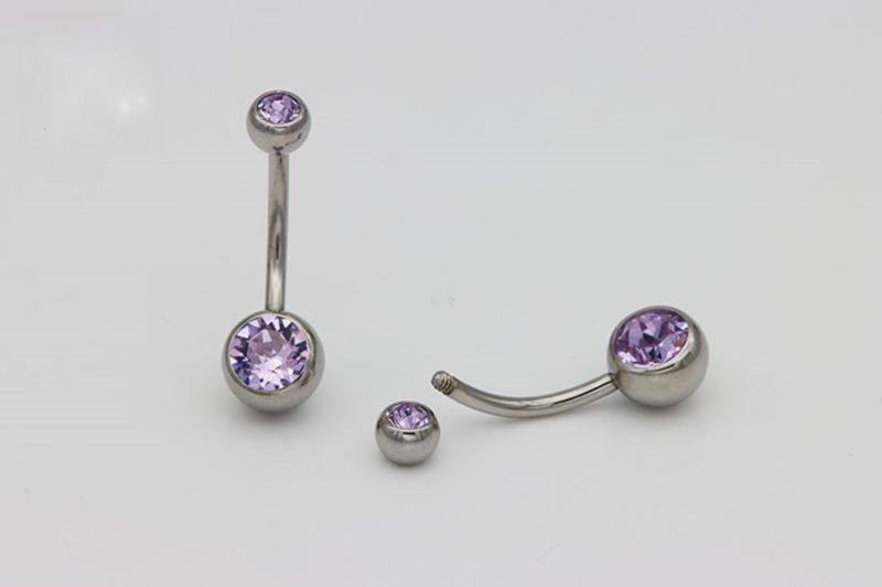 Jewelry ASTM F136 Titanium G23 Titanium Belly Button Ring Set Diamonds Hot Selling New Piercing Jewelry Belly Ring Double Stones Belly Ring Body Piercing Tp1910