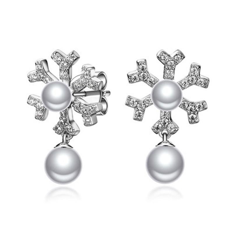 925 Silver Luxury Wedding Lantern Earring with White Shell Pearl