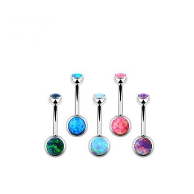 ASTM F136 Titanium Navel Ring Body Piercing Jewelry Opal