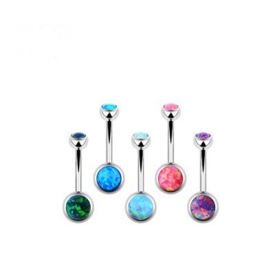 ASTM F136 Titanium Navel Ring Body Piercing Jewelry Opal