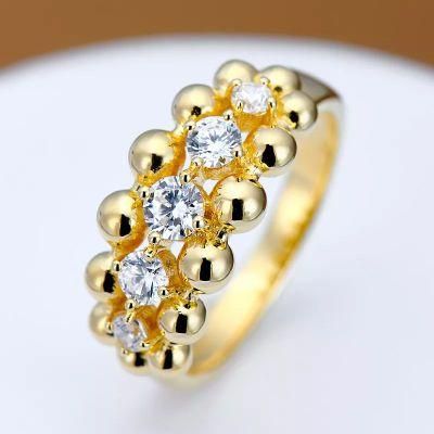 925 Sterling Silver Jewelry Finger Trendy Enamel Eternity 18 Gold Plated Beads Ring Women Luxury Wedding Ring