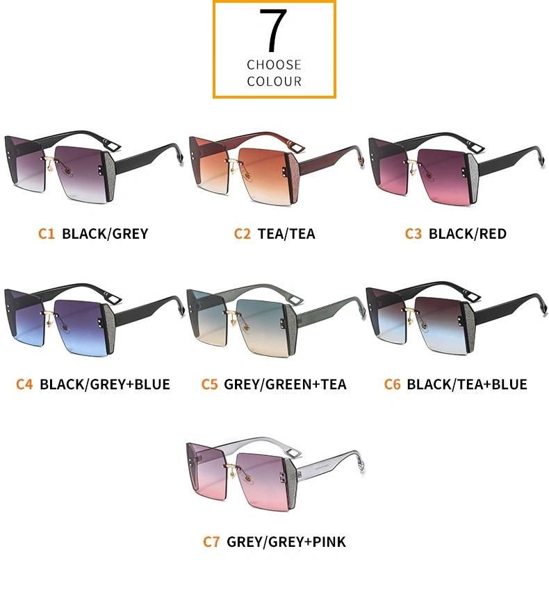 Fashion Small Rectangle Sunglasses Women Rimless Square Sun Glasses 2022 Summer Style UV400 Sunglasses