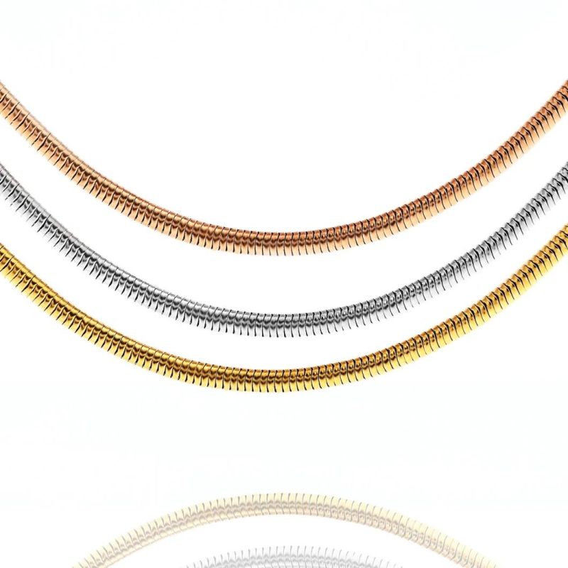 24" 61cm Gold Plated Stainless Steel Fashion Jewelry Soft Snake Chain Necklace Jewellery Factory Wholesale Price