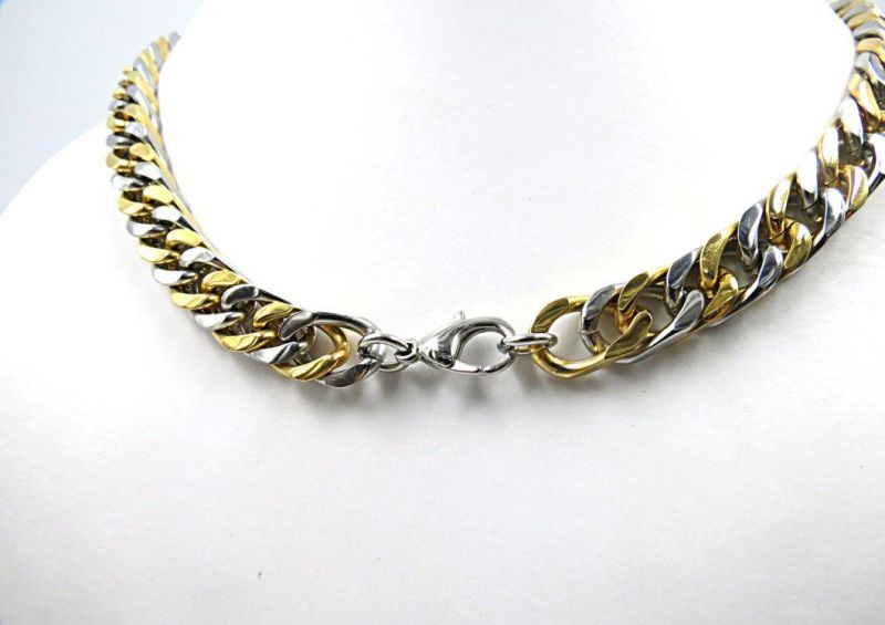 Fashion Jewelry Silver and Gold Colored Necklace Stainless Steel for Men Jewellery