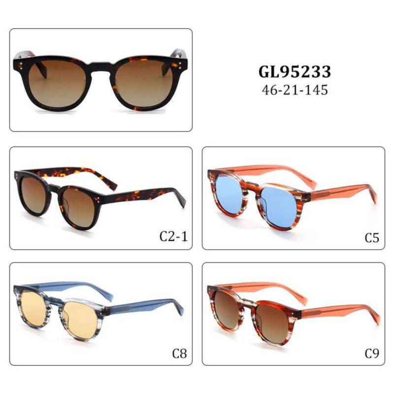 Modern Design Trendy Acetate Sunglasses Polarized Fashion Glasses Wholesale Square Frame Eyewear for Women Men