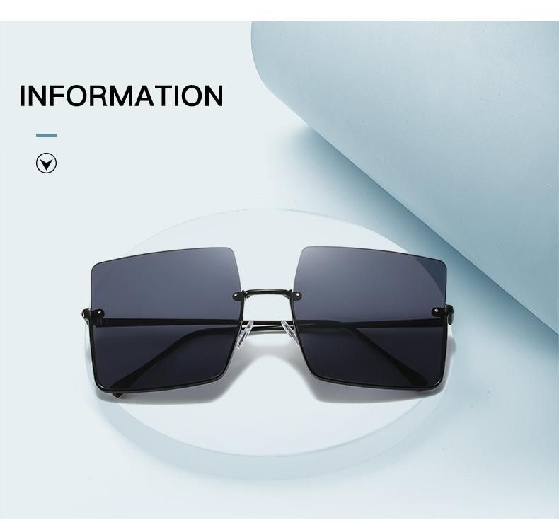 Fashion Half Frame Sun Glasses with Metal Retro Square Ink