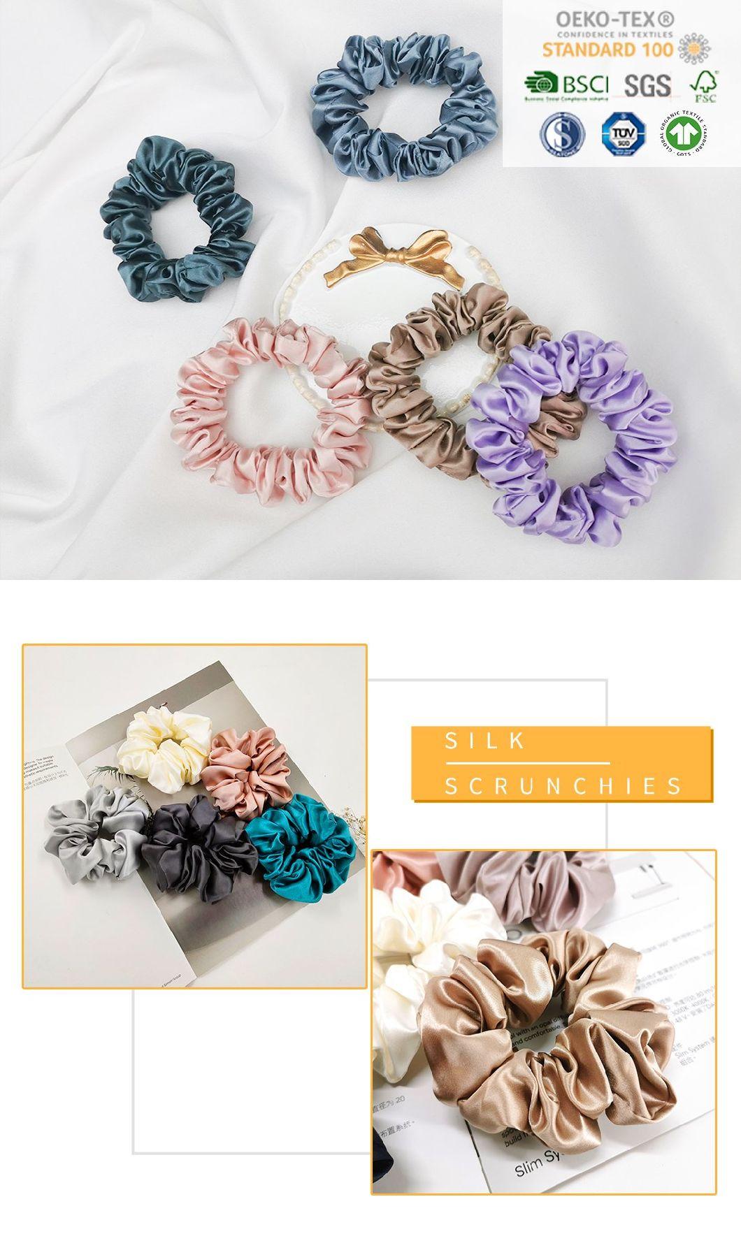 Custom 3.5cm 100% Pure Mulberry Silk Hair Ties Silk Scrunchies