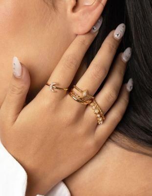 Factory Supplier 18K Gold Plated Vintage Ring Pack with Freshwater Pearls for Women and Girls