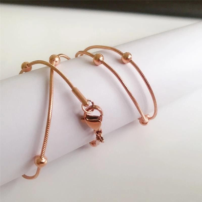 Factory Supplier Gold Plated Bracelet Stainless Steel Round Snake Jewelry Chain Necklace Bracelet with Beads Jewelry Making Chain