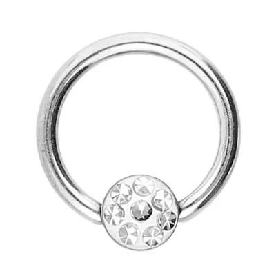 High Quality 316L Surgical Stailness Steel Piercings Ball Closure Ring Disc+Crystal