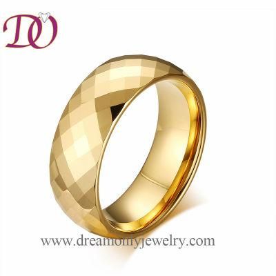 Mirrow Polish Faceted Tungsten Ring Diamond Shape