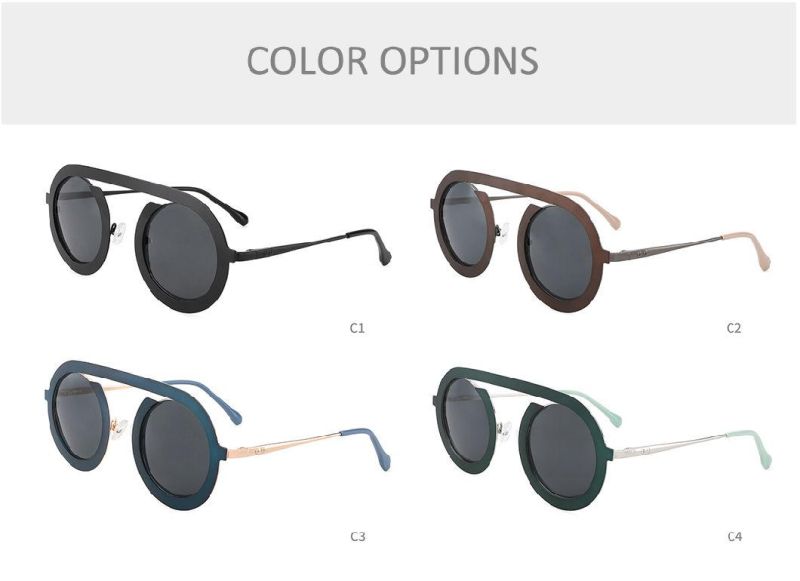 2022 Wholesale Trendy Men Womens Luxury Round Metal Shade UV400 Sunglasses