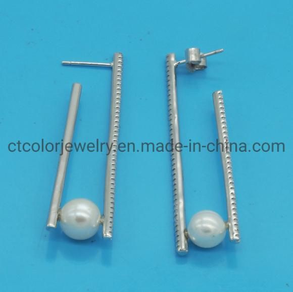 Fashion Jewelry 925 Sterling Silver Jewelry Eardrop Zircon Imitation Freshwater Pearl Earrings for Women