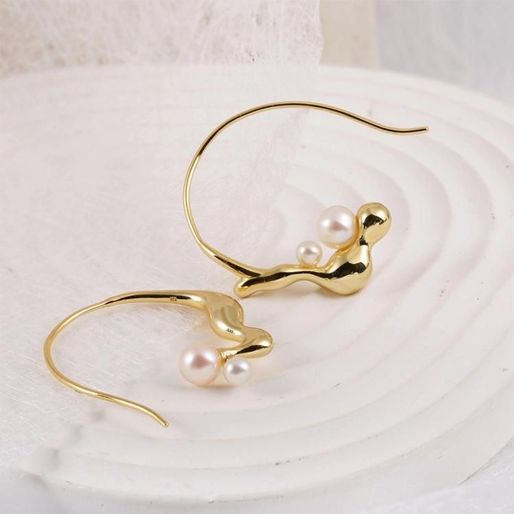 925 Silver Fashion Accessories New Design Gold Plated Pearl Ball Fashion Jewelry Beauty Charm Trendy Women Fine Charm Earrings