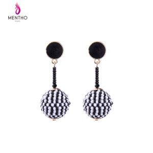 New Personal Simple Elegant Seedbead Ball Pendant Alloy Earrings for Women