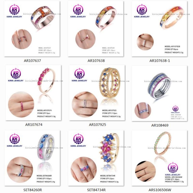 Rainbow Crystal Multi Color Zircon CZ Ring S925 Baguette Ring 925 Sterling Silver Ring Two Row Rainbow Eternity Rings for Women