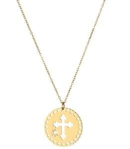 14K Gold Filled Necklace Style Hollow Round Charm Cross Necklace Hollow Octagon Star Necklace