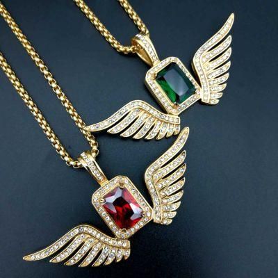 Wings Flying Luxury Full Drill Plated Titanium Steel Necklace