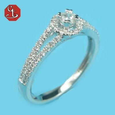 Inlaid Bridal Synthetic Diamond Ring Romantic Romantic Proposal Wedding Pave AAA+ Cubic Zircon Silver Jewelry