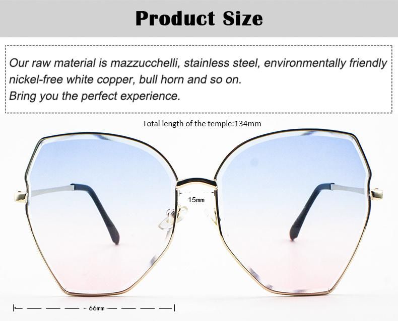 Fashion Custom Logo Stock Trimmed Metal Frame Women Sunglasses